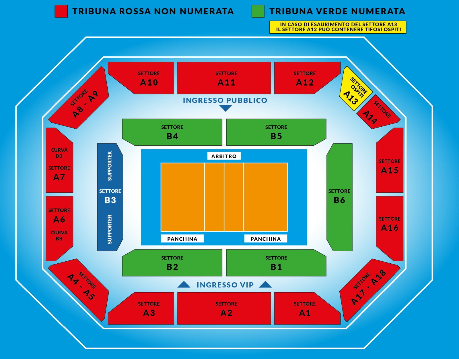 Mappa Tribune Palazzo dello Sport Cuneo