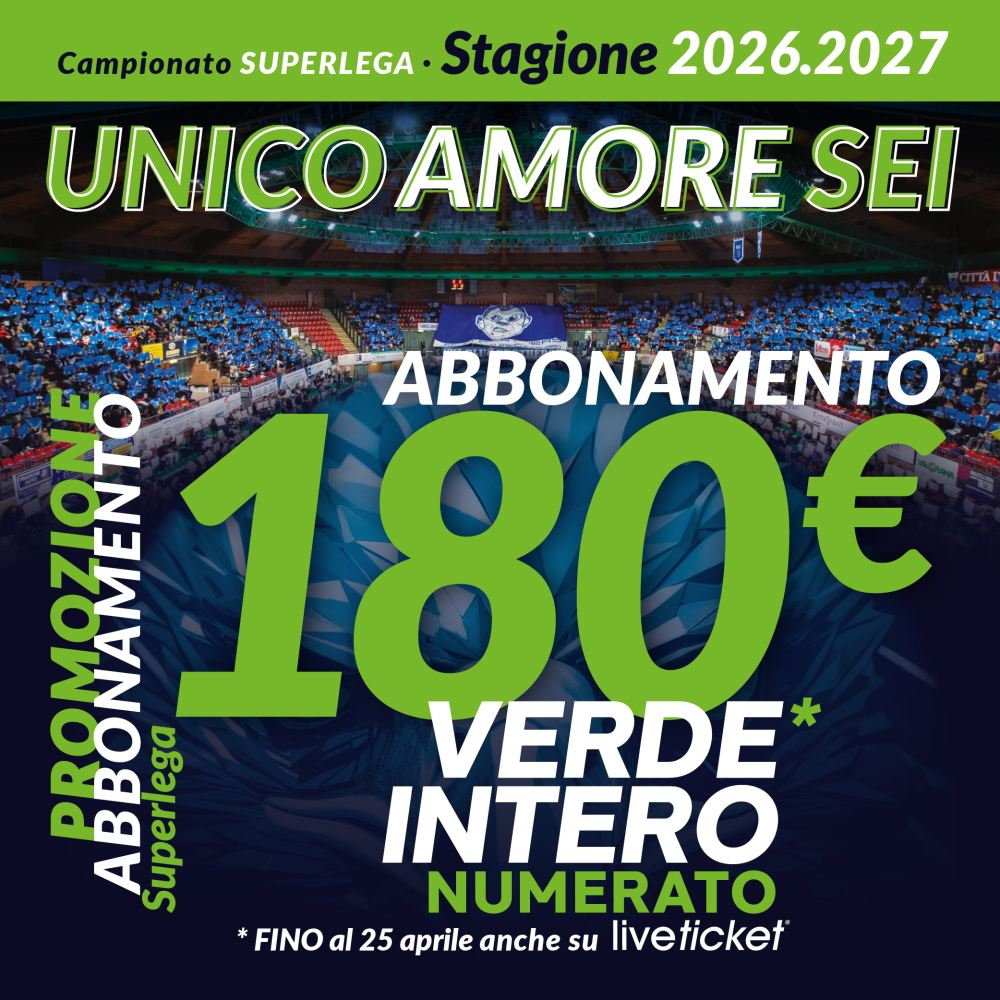 Cuneo Volley - Abbonamento Verde Intero Numerato stagione 26-27 180€