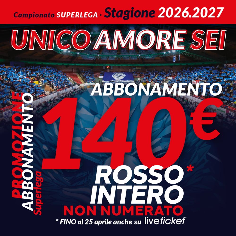 Cuneo Volley - Rinnovo Abbonamento Rosso Intero Non Numerato stagione 26-27 140€