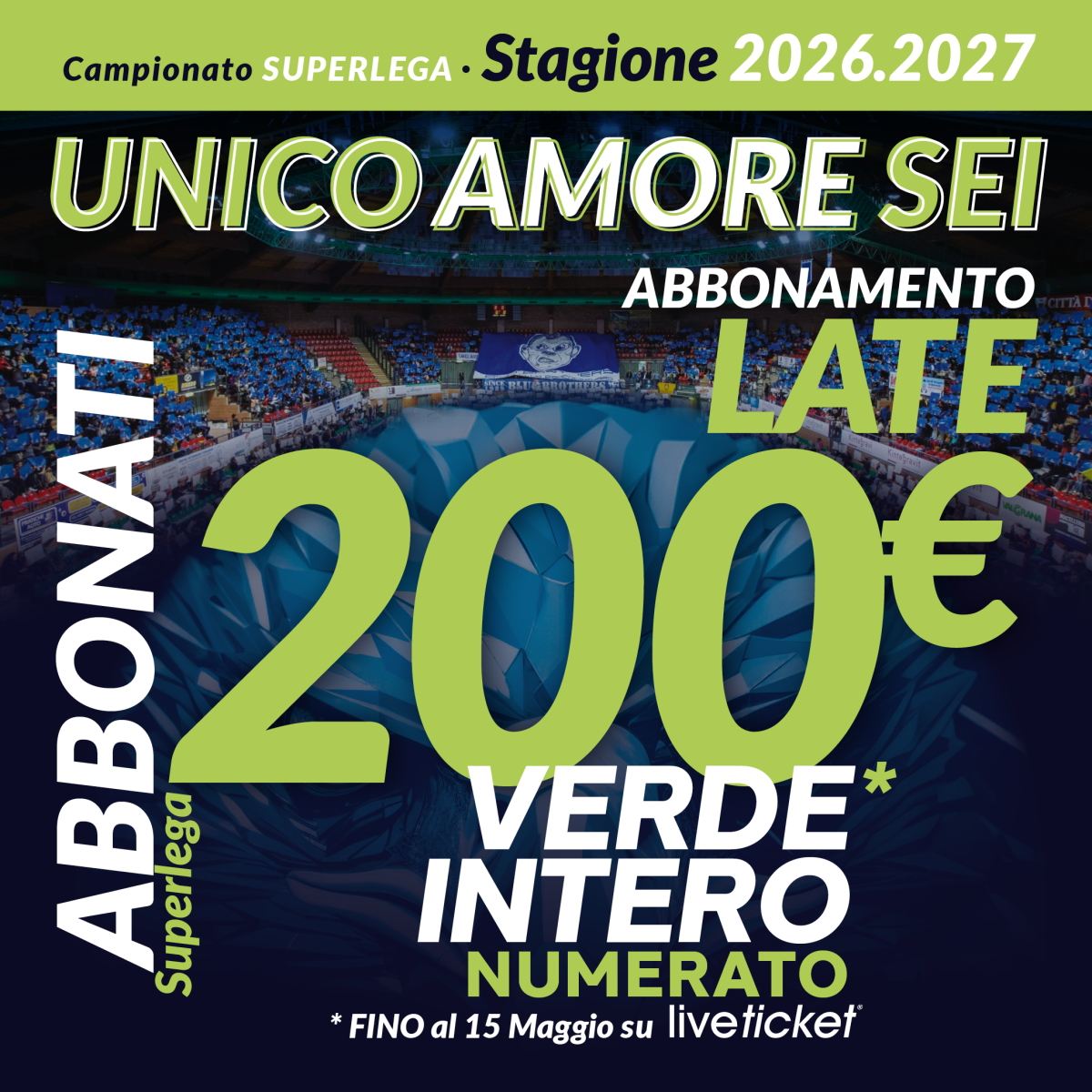 Cuneo Volley - Abbonamento Verde Intero Numerato stagione 26-27 200€
