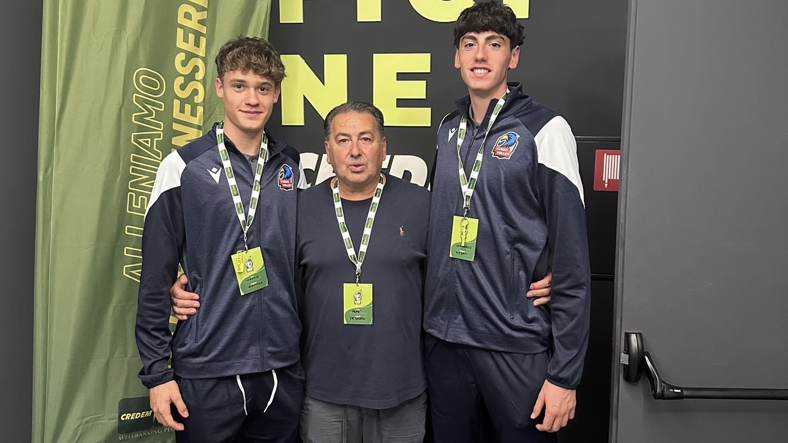 Mattia Rocchia e Leonardo Rosati con il CT Ferdinando De Giorgi
